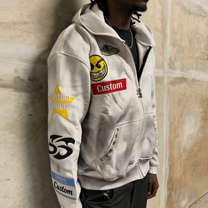 Produttori di <span class=keywords><strong>Abbigliamento</strong></span> Personalizzato, Felpa con Cappuccio per Uomo in 100% Cotone 350 400 500GSM con Ricamo Integrale, Stampa in Rilievo e Applicazioni - Product Image 3