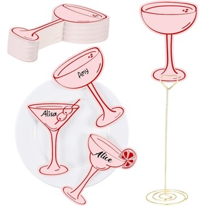 Carte de table en papier inscriptible en forme de verre à cocktail pour l'attribution de places, pour mariages, fêtes, anniversaires, hôtels, DIY - Product Image 5