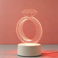 Lampe de table en acrylique à LED sans fil 3D à changement de couleur, alimentation USB et piles AA, lampe de bureau à motif personnalisé