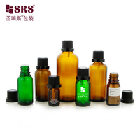 Bouteille d'huile essentielle en verre G015 Premium à 18 filetages avec support TEC, ambre, vert, transparent, bleu