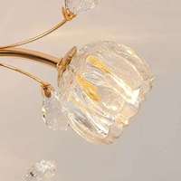 Lustre en cristal de métal doré de style européen Belle forme de fleur Design G9 Ampoule Plafonnier pour salle à manger