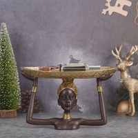 Sculpture en résine noire africaine, style Art déco classique, décoration écologique pour la maison, présentoir à bijoux pour le rangement de petits objets