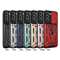 Coque de Téléphone en TPU+PC Antichoc avec Cache Caméra Coulissant Personnalisé, Armure Protectrice pour Samsung Galaxy, avec Anneau Magnétique