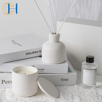 C & H Minimaliste Nordic White Céramique Aroma Candle Reed Diffuser Jar Bouteille d'huile
