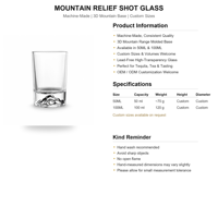 Verre à fond gaufré montagne sur mesure, avec option bord doré, pour thé, Baijiu, Tequila, usage domestique, bar et fêtes