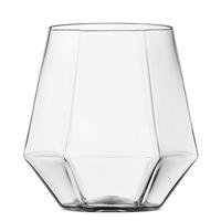 Verres à vin sans pied en plastique PC, forme diamant, 12 oz, jetables, incassables, recyclables, pour fêtes et bars