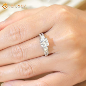 Anillo personalizado de joyería Goldleaf, oro blanco de 10k/14k, corte cojín, 1ct/2ct/3ct, diamante cultivado en laboratorio DEF VVS VS - Product Image 2