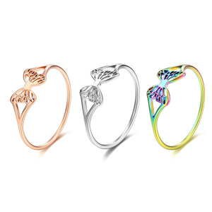 Women's Hollow Butterfly <b>Titanium</b> Steel <b>Ring</b> Rose Gold Daily Wear Fashion Jewelry - Product Image 5