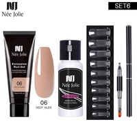 3 PCS/set Private Label Nail Extension Nude Color Poly Gel Nail Kit Acrylic Poly Gel Nail Kit Set Bulk With UV Led Lamp