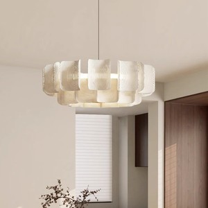 Lámpara colgante redonda estilo Wabi Sabi LED E27 blanca para sala de estar, dormitorio, comedor - Product Image 5