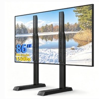Dudukan TV Meja Universal Hitam Heavy Duty, Dapat Disesuaikan Ketinggiannya, untuk TV 24-86 Inci, Bahan Baja, Kapasitas 150LBS, Garansi 5 Tahun