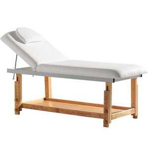 Cama de masaje de madera Dongpin Beauty de 186x70cm, ajustable, con estante de almacenamiento para uso en spa o salón de belleza. - Product Image 1