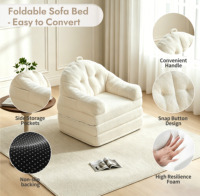 Canapé-lit pliant 2-en-1 convertible en pouf avec dossier, lit pliant sans armature compressible pour chambre et salon
