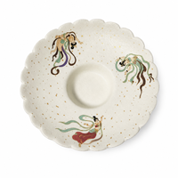 Candélabre en céramique et porcelaine, style nordique, plat à pied, bord festonné, motif floral bleu et blanc, décoration d'intérieur écologique, Hygge