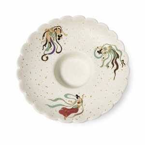 Candélabre en céramique et porcelaine, style nordique, plat à pied, bord festonné, motif floral bleu et blanc, décoration d'intérieur écologique, Hygge - Product Image 5