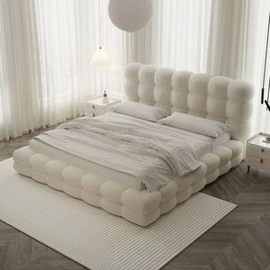 Cotton Candy Lambskin Velvet Upholstery Eco-Friendly <b>Oak</b> <b>Frame</b> Box Spring Full Size Modern Simple Bunk Bed WL Model 8456 - Product Image 2