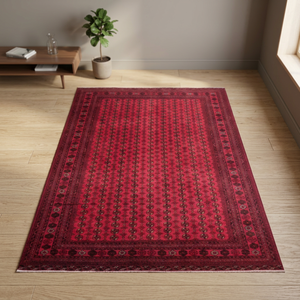 Tapis d'appoint en laine et coton afghane rouge de qualité supérieure, noué à la main, design vintage, style tissé doux pour la maison, le bureau, le salon, la chambre à coucher - Product Image 2