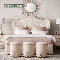 BFP Ensemble de lit classique Style américain Style de luxe antique importé Mobilier de chambre à coucher à ossature en bois massif pour Villa Maison Hôtel