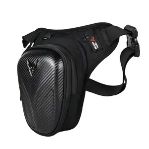 กระเป๋าข้างขาดขาทำจากคาร์บอนไฟเบอร์สำหรับมอเตอร์ไซค์,กระเป๋าคาดเอวลำลองสำหรับกลางแจ้งมอเตอร์ไซค์สีดำ