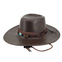 Chapeau de cowboy ethnique rétro brillant en coton avec protection solaire, bord roulé, pour adultes, été