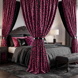 Purple Pink Leopard Print Semi Sheer <b>Curtains</b> Soft Lightweight Window Drapes <b>for</b> Bedroom Living Room Balcony Hotel Interior Home - Product Image 3