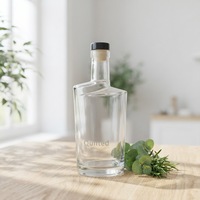 Offre Spéciale – Bouteilles en Verre Vides Transparentes 375ml/500ml/750ml pour Vodka, Liqueur, Whisky, Rhum, Gin, Tequila avec Bouchon Bar Top