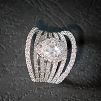 Bague Goutte d'Eau en Moissanite Effet Diamant, Coupe Poire, Couleur D, Pureté VVS, Argent Sterling 925, Certifiée GRA, Style Hip Hop, pour Femme et Homme, Idéal Cadeau