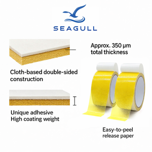 Nastro <span class=keywords><strong>Biadesivo</strong></span> Giallo <span class=keywords><strong>Super</strong></span> Resistente SEAGULL per Tappeti, Adesivo <span class=keywords><strong>Forte</strong></span> e Permanente per Uso Domestico e Espositivo - Product Image 1