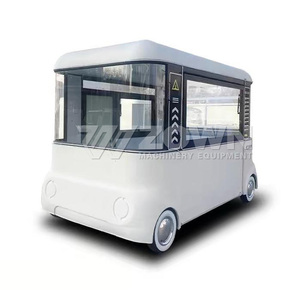 Camionnette alimentaire électrique compacte blanche avec grande fenêtre vitrée, chariot mobile de vente de café et de snacks pour la rue - Product Image 2