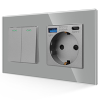 Produit pour maison intelligente CNBingo, interrupteur mural mécanique 2 gang, ports de charge allemands, prise EU, lumière USB type A+C et interrupteur