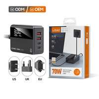 Chargeur de bureau portable LDNIO A4808Q 70W EU US UK, chargeur portable multi-prises à charge rapide pour téléphone portable avec écran LED