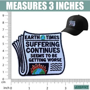 Earth Times Suffering Continues Embroidery <b>Patch</b> 3 Inches Iron <b>On</b> <b>Sew</b> <b>On</b> Travel Applique For Bags - Product Image 3
