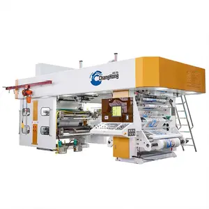 Wide Web Flexo Press Central Drum Flexographic Printing Machine 4 Color For Paper Bag Cup