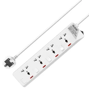 Hot sale 4 outlet way white universal standard extension socket multiple switch extension board plug smart power strip