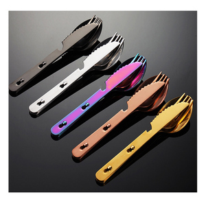 <span class=keywords><strong>Set</strong></span> di Posate da Campeggio Riutilizzabili Portatili da Viaggio in Acciaio Inox con Coltello, Forchetta e Cucchiaio - Product Image 2