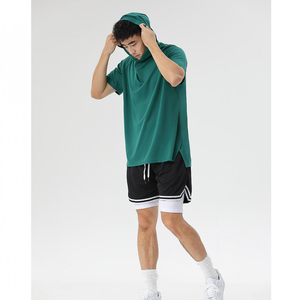 <span class=keywords><strong>T</strong></span>-<span class=keywords><strong>Shirt</strong></span> Sportiva da Uomo <span class=keywords><strong>con</strong></span> <span class=keywords><strong>Cappuccio</strong></span> a Maniche Corte Personalizzabile, Alta Qualità, Asciugatura Rapida, OEM - Product Image 6