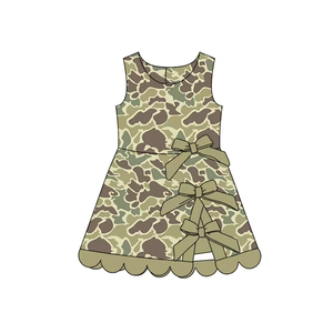Vestido de Yoga con Estampado de Camuflaje para Niñas, Vestido Casual de Verano sin Mangas, Vestido Deportivo con Lazos para Niñas - Product Image 4