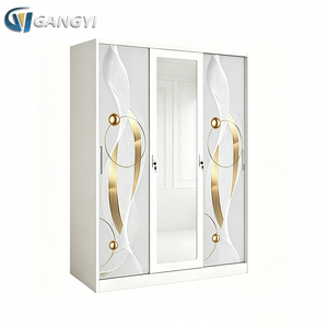 Top Sale China Steel 3 Door Wardrobe with Mirror and Hanging Rod <strong>Lockable</strong> Almirah Knock Down Clothes Storage <strong>Cabinet</strong> In Bedroom - Product Image 2