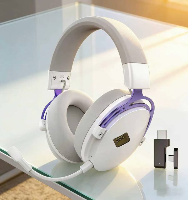 GH06 PRO Custom Headsets Logo Purple 2.4G Display Battery Level Screen 7.1 with Mic Gaming Headphones Wireless Gaming Headsets