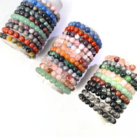 Fournisseur mondial Tricoté à la main Guérison spirituelle Argent Obsidienne Bleu Aventurine Bracelet en cristal multi-matériaux pour souvenir