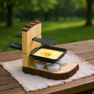 Juego de Raclette Individual de Madera de 7 Piezas, Parrilla para Derretir Queso para Uso en Interiores y Exteriores - Product Image 3
