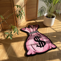 Tapis tufté personnalisé en usine, motif irrégulier sac d'argent et signe dollar, paillasson moelleux antidérapant pour chambre à coucher, pour la décoration intérieure