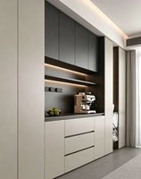 Modernes Massivholz Umweltfreundliches Modulares Sideboard 5 Verstellbare Regale Flache Paneeltüren Große Aufbewahrungskapazität Wohnzimmer Esszimmer