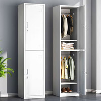 Casier en acier à 2 portes pour dortoir, armoire de rangement industrielle en métal pour club sportif avec barre porte-vêtements