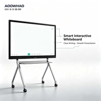 Tableau blanc interactif intelligent AOOWHAO avec écran numérique 4K, support mobile pour réunions de bureau, enseignement en classe