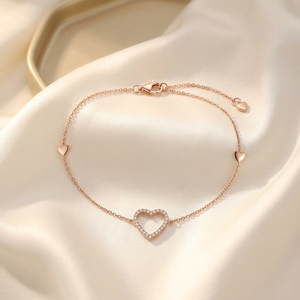 สร้อยข้อมือเพชรธรรมชาติแท้18K ประดับด้วยเม็ดสีโรสโกลด์รูปหัวใจ - Product Image 6