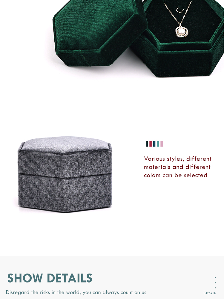 六角婚礼订婚戒指盒子新款设计天鹅绒珠宝包装 - buy hexagonal ring