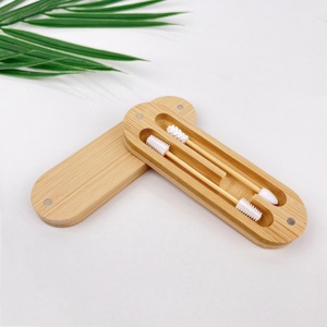 <span class=keywords><strong>Coton</strong></span>-tiges réutilisables en silicone écologiques avec étui magnétique en bambou, lavables, pour le nettoyage des oreilles et le maquillage, ensemble de voyage portable - Product Image 3