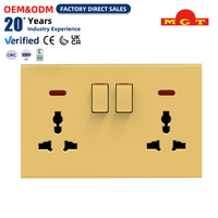Prise murale double 3 broches MF avec interrupteur et voyant néon pour usage domestique, fabrication OEM, pour panneau électrique domestique