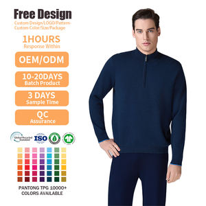 Pull en coton pour homme à col zippé, tricot jacquard personnalisé, manches longues, tendance hiver - Product Image 2